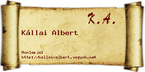 Kállai Albert névjegykártya