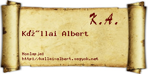 Kállai Albert névjegykártya