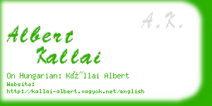 albert kallai business card